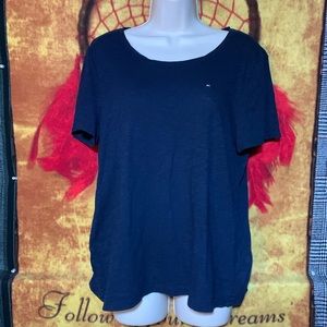 TOMMY HILFIGER-woman’s navy blue cotton ‘RELAXED FIT’ short sleeve tee-shirt
